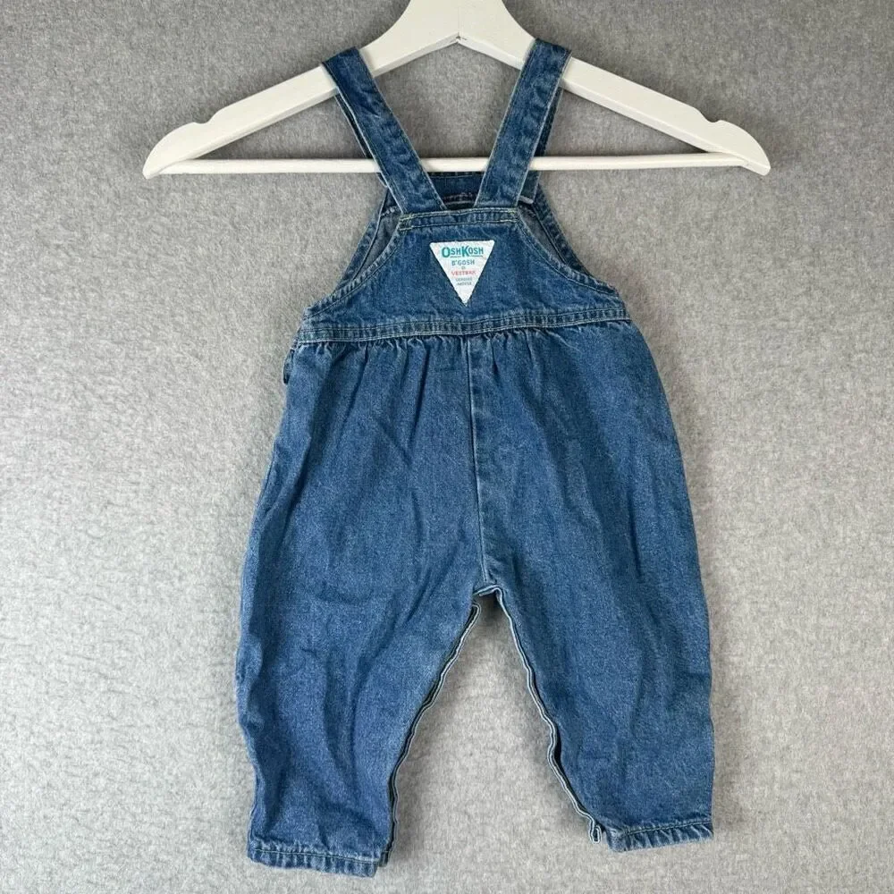 RARE Vintage Denim OshKosh BGosh Bubble Vestbak Overalls 1980s pink tag 3T Read